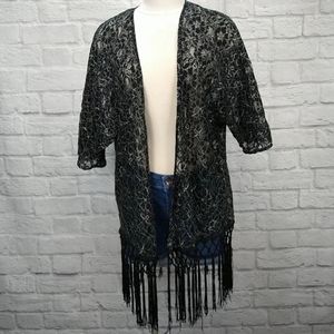 Lace Tassel Kimono Top, Sz M